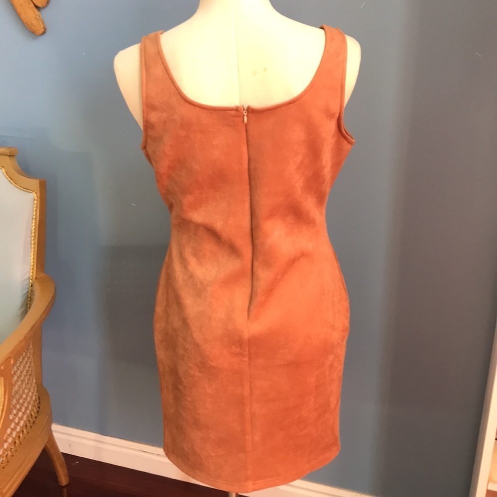 Hyfve terracotta velvety suede like bodycon sleeveless mini dress size L - Picture 5 of 12